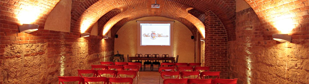 Sala congressi ricavata nelle cantine di Villa Morneto